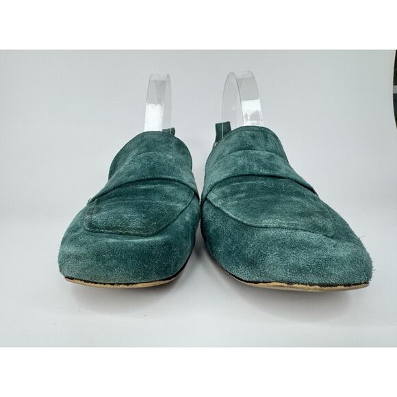 J.Crew Womens Marie Suede Tab Loafer Flats 9.5 Green Teal Leather Preppy Classic - Picture 3 of 13